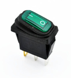 KCD3-G przełącznik kołyskowy hermetyczny podświetlany zielony, średni ON-OFF; 16A / 250V