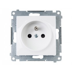 Simon 54 Gniazdo pojedyncze z/u 16A IP20 z przesłoną torów białe DGZ1Z.01/11