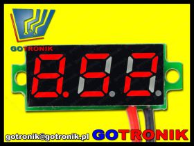 Woltomierz panelowy LED 3,5-30V CZERWONY