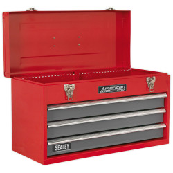 Sealey AP9243BB Tool Chest 3 Drawer Portable with Ball Bearing Slides - Red/Grey