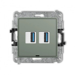 ICON Mechanizm gniazda podwójnego 2xUSB A-A 3.0, bez pola opisowego szałwiowy 61IGUSBBO-6
