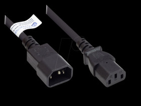 P1430-S050 Cold device extension C14 to C13 , black, 0.75 mm², 5 m