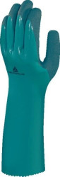 Rękawice na wkładzie z poliamidu, nitrylowe, dł. 34cm, kolor Zielony, rozmiar: 09, VV835CUTVE09