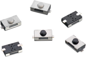 Short-stroke pushbutton, Form A (N/O), 50 mA/12 VDC, unlit , actuator (black), 160 g, SMD, 434121025816