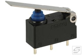 Mikroprzełącznik D2HW-A221D; OMRON; dźwignia 20mm;SPDT;THT;2A;12V;IP67