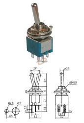 PRZEŁĄCZNIK 2-POZYCJE 6-PINÓW MINI KN1