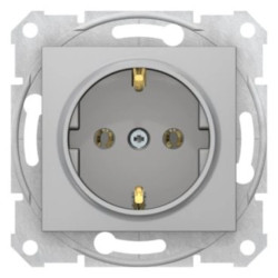 Sedna Gniazdo pojedyncze z/u SCHUKO (z. bezgwint.) aluminium SDN3001860