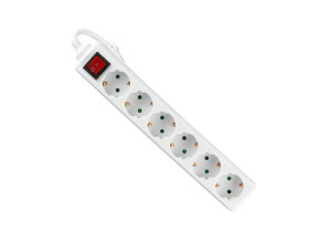 VT-1116-5 Przedłużacz mieszkaniowy z wyłącznikiem 6 gniazd 3x1.5 G. X 5M biały 8769 V-TAC