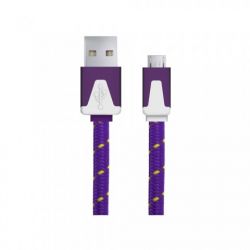 KABEL USB MICRO A-B 1M PLASKI OPLOT FIOL
