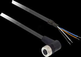 XZCP1241L2 XZ sockets, angled, M12, 4-pin, PUR 2m cable