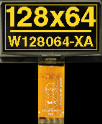 EA W128064-XALG Graphic OLED, 2.42 inch, 60.5x37.0mm, 128x64 dot, yellow