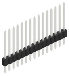 Pin header, 15 pole, pitch 1.27 mm, straight, black, 10060150