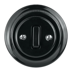 Włącznik światła schodowy z ramką, ceramiczny, montaż podtynkowy, kolor czarny Ceramic Loft