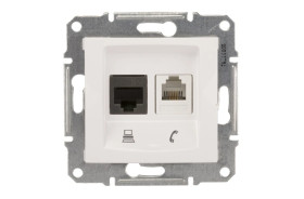 Sedna Gniazdo teleinformatyczne RJ11 RJ45 kat.5e UTP białe SDN5100121
