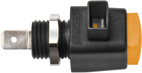 Quick pressure clamp, 12.5 mm, orange, 300 V, 16 A, faston plug, nickel-plated, ESD 798 / OR