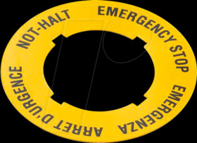 5.76.204.101/0400 Adhesive label yellow, round 22.3 / 60 mm, inscription 1 x "EMER