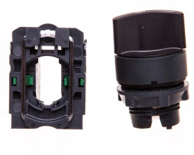 Przełącznik 3 położeniowy pokretło 22mm czarny 2Z z samopowrotem XB5AD53