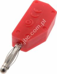 215-RT Wtyczka izolowana 2mm lamelkowa z dodatkowym gniazdem 2mm, czerwona, ELECTRO-PJP, 215RT