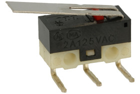 Mikroprzełącznik; KW10-Z2R-150; dźwignia; 15mm; 1NO+1NC wspólny pin; szybkie; kątowy 90°; przewlekany (THT); 1A; 250V; KLS; RoHS
