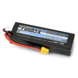 Pakiet Li-Pol Redox Racing 8000mAh 70C 2S 7,4V - Hardcase