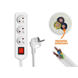 Przedłużacz elektryczny 3m/3gn z.u.+wył. / Lx9540