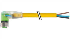 Złącze Okrągłe M8 Żeńskie Kątowe Z Wolnym Końcem Przewodów 3Pin...