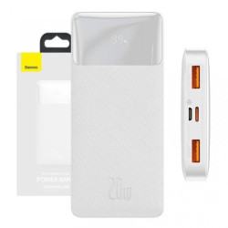 Powerbank Baseus Bipow 10000mAh, 2xUSB, USB-C, 20W (biały)
