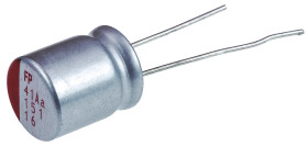 Kondensator aluminiowy z elektrolitem stałym 150μF 16V dc Radialny, Otwór przelotowy Nichicon roztaw: 5mm 10 (Dia.) x