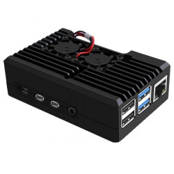 Aluminum Case with 2510 Dual Fan for Raspberry Pi 4