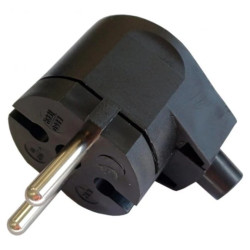 Wtyczka kątowa czarna bez uziemienia 2P IP20 250V 16 A 24033