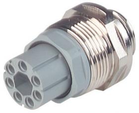 N6R AF obudowa gniazdo 6+PE, M26x1.5, do wbudowania, gw. montażowy PG13.5, styki typu CRIMP RBC 162 zamawiane oddzielnie, Hirsch