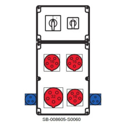 Rozdzielnica 0-1(32A) 0-1(16A) 1x5x32A 3x5x16A 2x3x16A INA=32A SB-008605-S0060-54