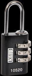 K10520BLAD KASP combination lock, 3 rows, 20 mm, black