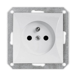 OPAL Gniazdo pojedyncze z uziemieniem do ramki białe GPt-16/m Op BI