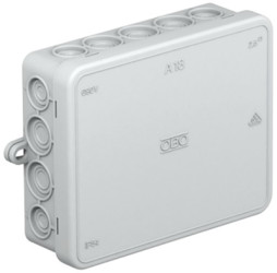 On-wall junction box, 115 x 90 x 35 mm, no. of entries: 10, 2.5 mm², gray, IP55, 2000410