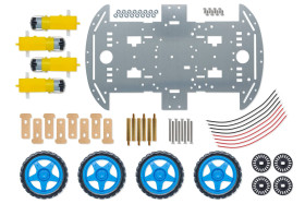 Aluminium platform with four wheels for robotic projects