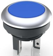 Pushbutton, 1 pole, blue, illuminated  (white), 0.1 A/35 V, mounting Ø 16.2 mm, IP65/IP67, 1.15.210.131/2600