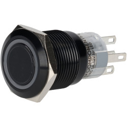 R-TECH 524571 19mm IP67 Vandal Resist Switch Black Blue LED SPDT