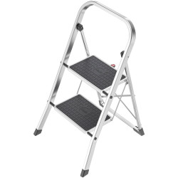 Hailo 4392-801 K70 Aluminium Step Stool, Foldable, 2.25m, 3.3kg, Silver