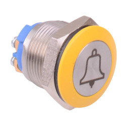 AV09C703D940KX2542-2 APEM Yellow Bell 19mm Momentary NO Vandal Push Button Switch SPST