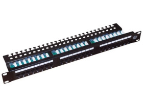 Patch panel UTP kat.5e 24 porty LSA z półką 1U/19 PK013