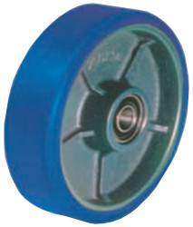 Kółko do wózka, Lite, Poliuretan, Niebieski, obc.: 350kg, śred.: 100mm, szer.: 40mm