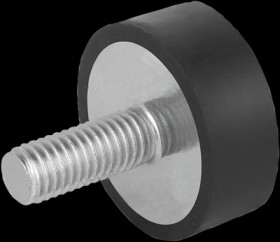 Rubber/metal bumpers with outer threads, straight, D 20, H 8.0 mm, G M6, L 18 mm, K0571.02000855