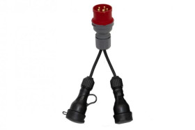 Reduktor - wtyczka siłowa 16/5 +2x OW 3x1,5mm2 0,25m +2x gniazdo gumowe