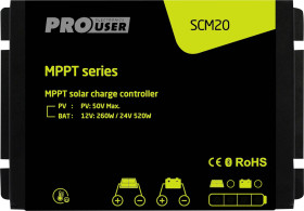 Solarny regulator ładowania ProUser SCM20 MPPT 12 V/DC, 24 V/DC 20 mA