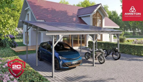 Wiata fotowoltaiczna IMPACT V3/ rozstaw 3.0/układ 3x3 (9 paneli)/uszczelniony dach srebrny