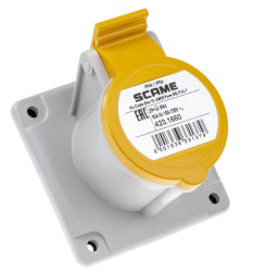 Złącze przemysłowe - zasilające 16A Gniazdo 110 V 2P + E Żeński Scame Żółty Montaż na panelu IP44