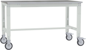 Manuflex AU7344.7035 Stół ROBOCZY UNIWERSALNY, mobilny, z blachą z blachy, szer. X gł. X wys. = 1500 x 600 x 752-972 mm