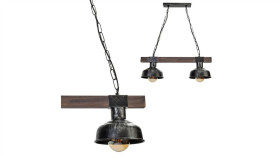 Lampa Wisząca Faro Black / Wood 2Xe27 60W Mlp6242 Milagro