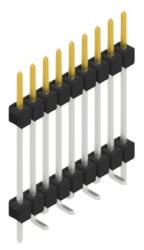 Pin header, 9 pole, pitch 2.54 mm, angled, black, 10051986